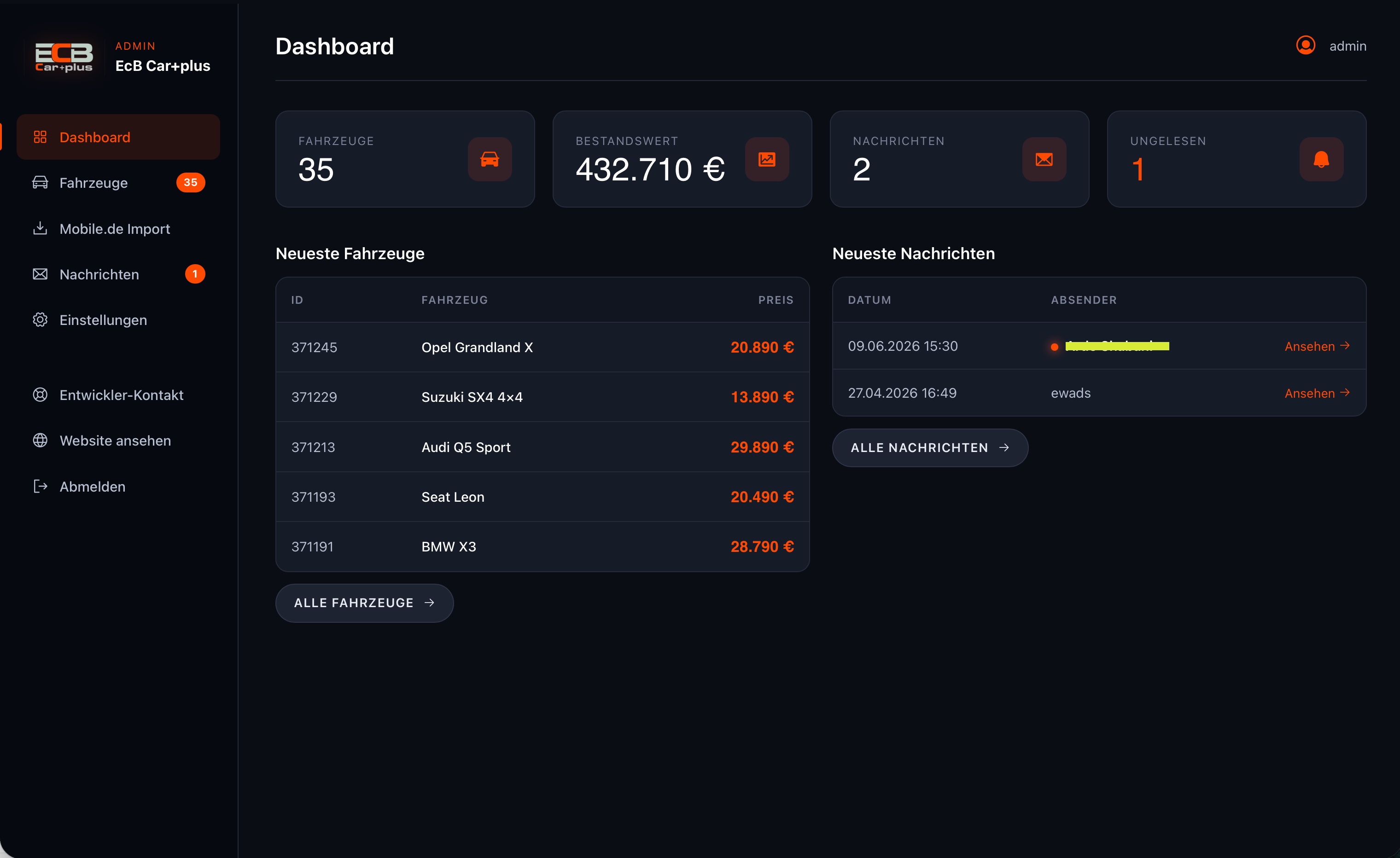 Admin Dashboard
